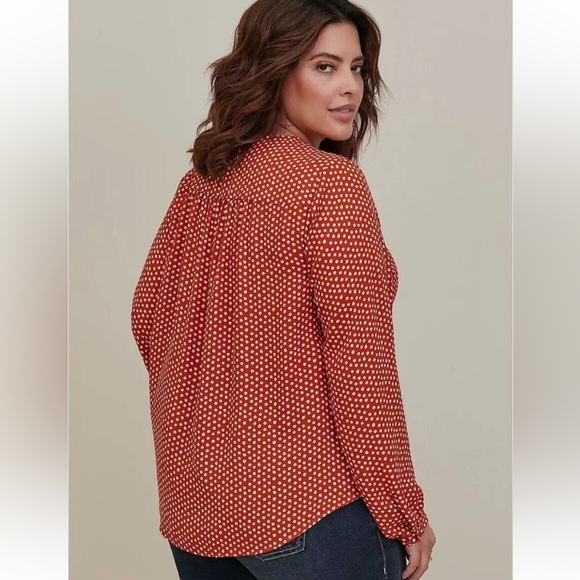 Torrid Orange Polka Dot Blouse - Picture 2 of 11